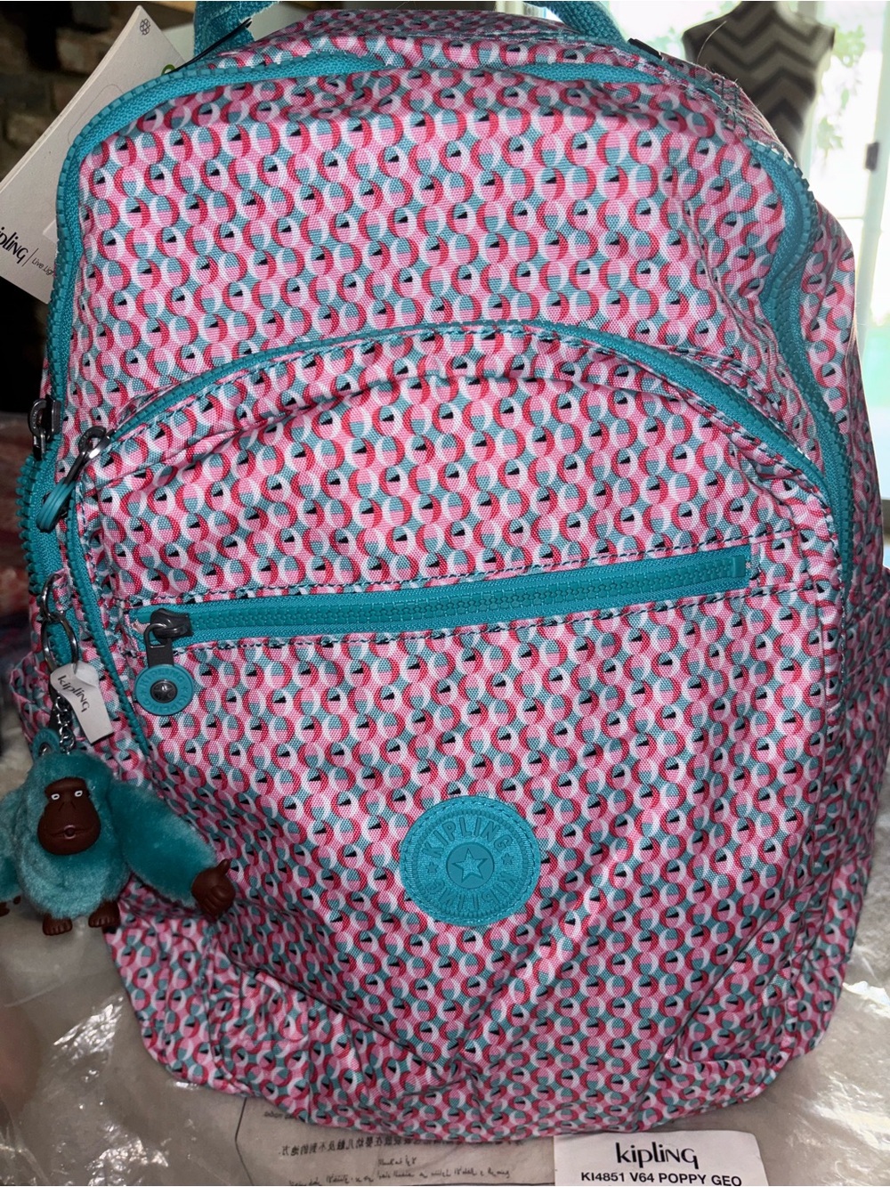 Kipling large Seoul poppy geo NWT